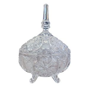 Vintage Imperlux Footed Hand Cut Lead Crystal Bowl With Lid